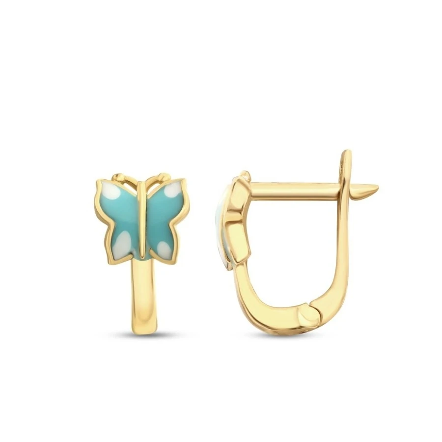 Altın Mavi Kelebek Çocuk Küpe - 1