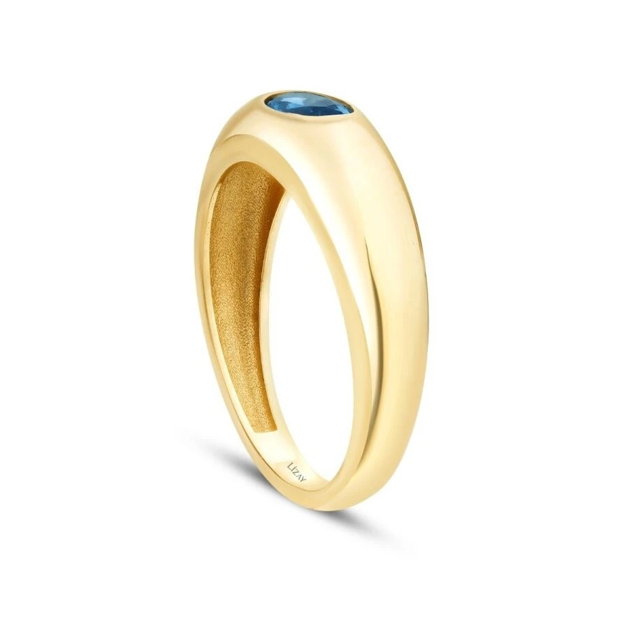 Altın Mavi Taşlı Bombeli Yüzük - 2