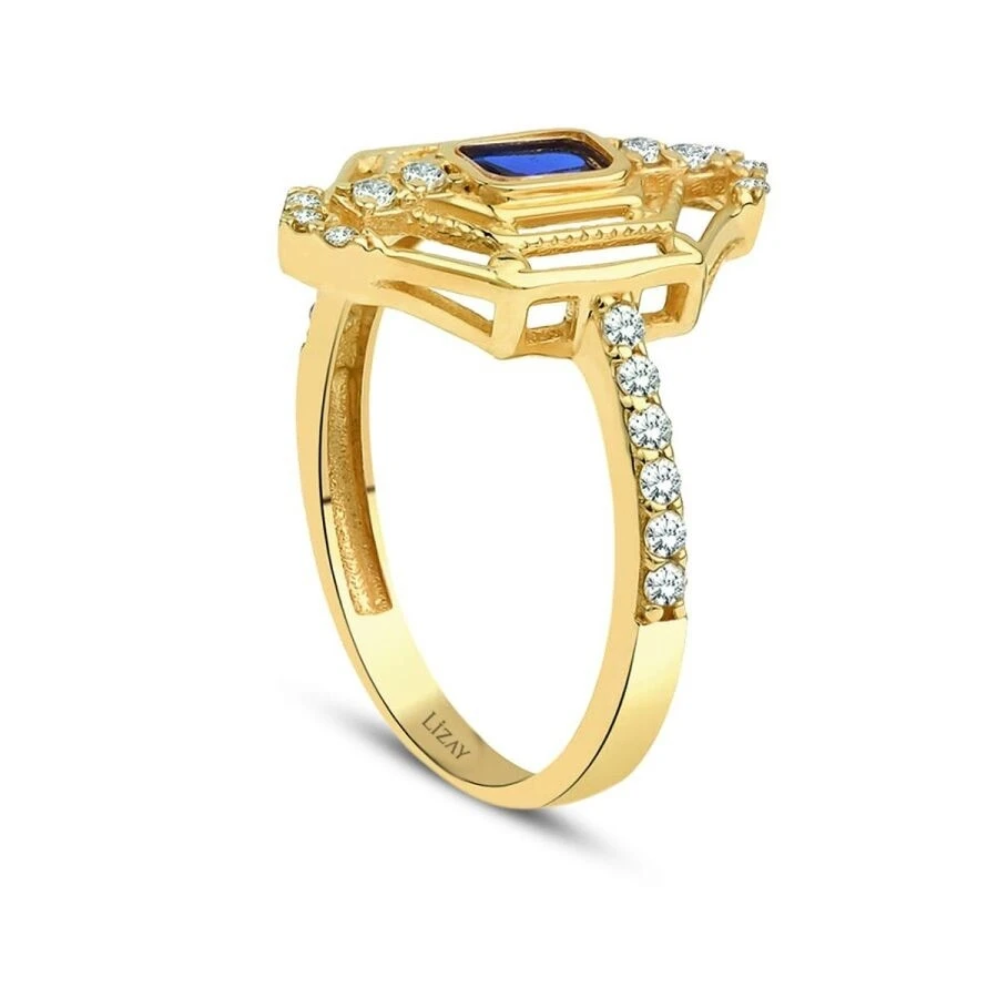 Altın Mavi Taşlı Ok Yüzük - 2