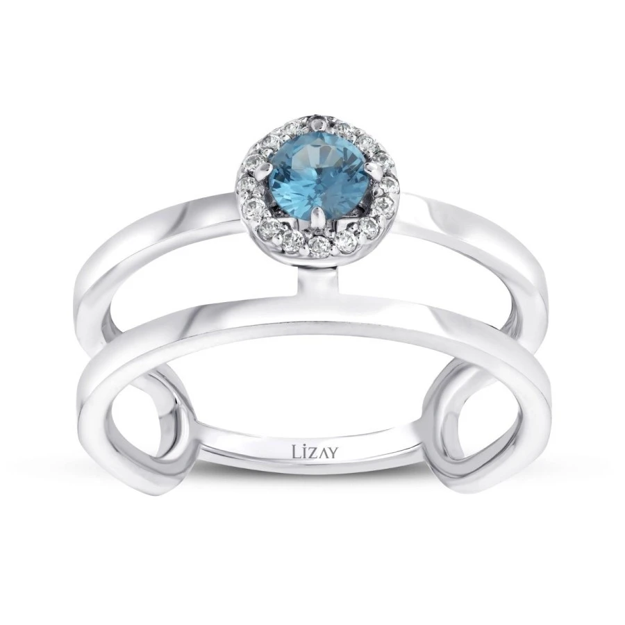 Altın Mavi Taşlı Yüzük - 1