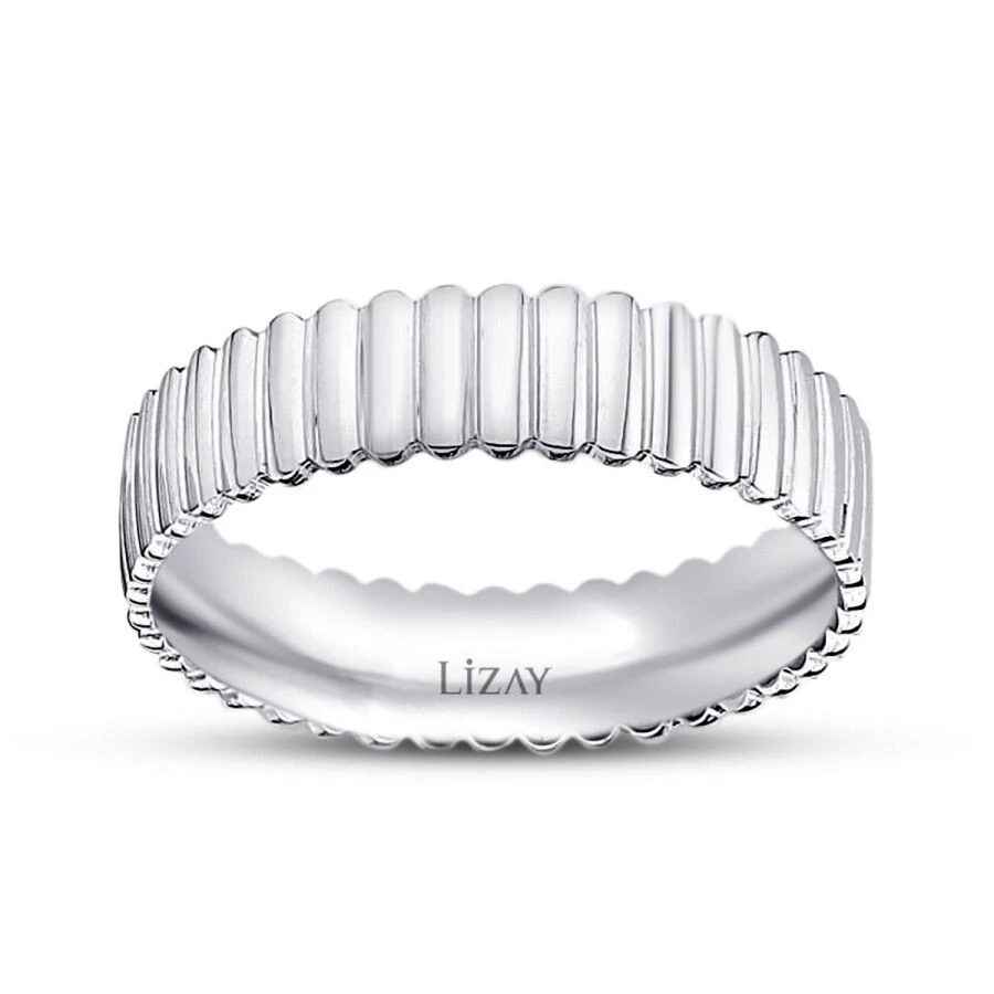 Altın Modern Beyaz Klasik Alyans - 1