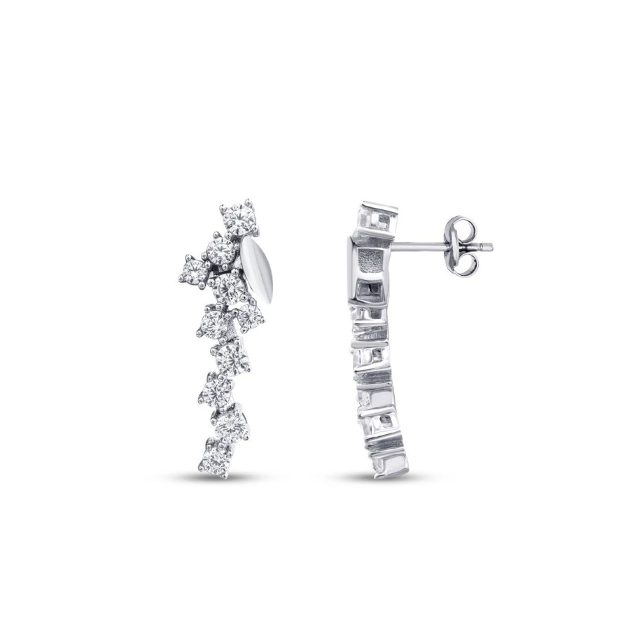 Altın Yaprak Desenli Küpe - 1