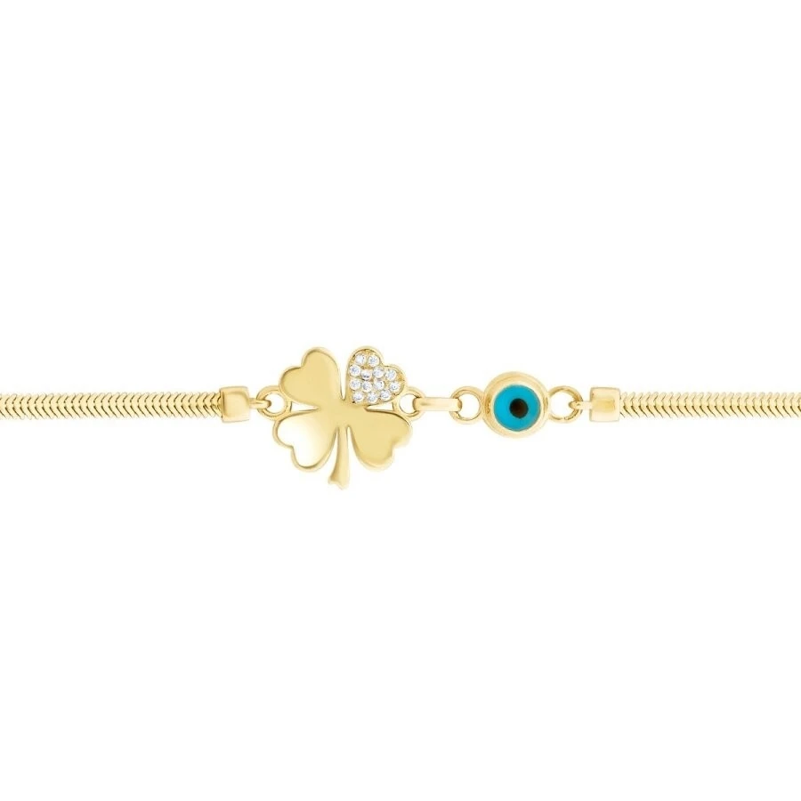 Altın Nazar Boncuklu Yonca Bileklik - 2