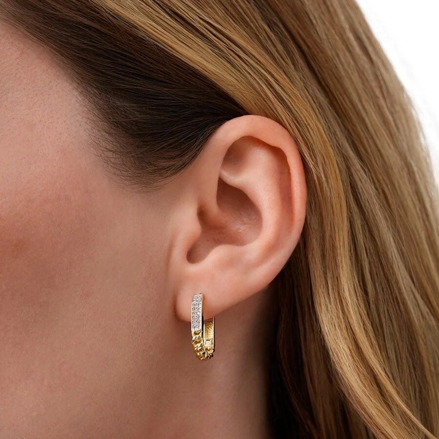 Altın Oval Zincir Küpe - 3