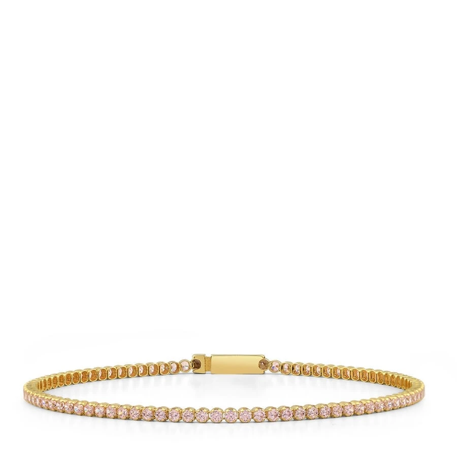 Altın Pembe Taşlı Su Yolu Bileklik - 1