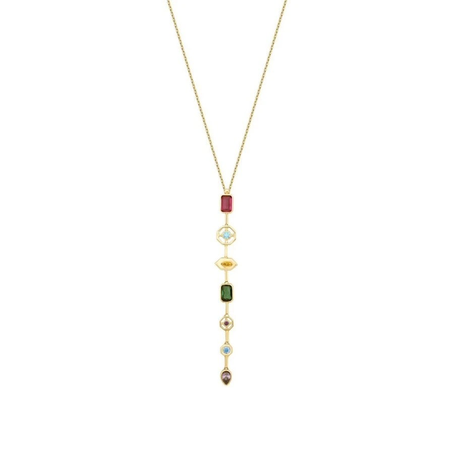 Altın Renkli Taşlı Modern Kolye - 1