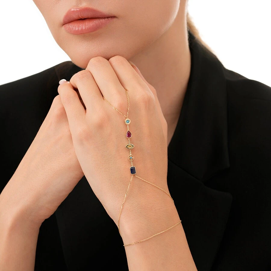 Altın Renkli Taşlı Şahmeran Bileklik - 3