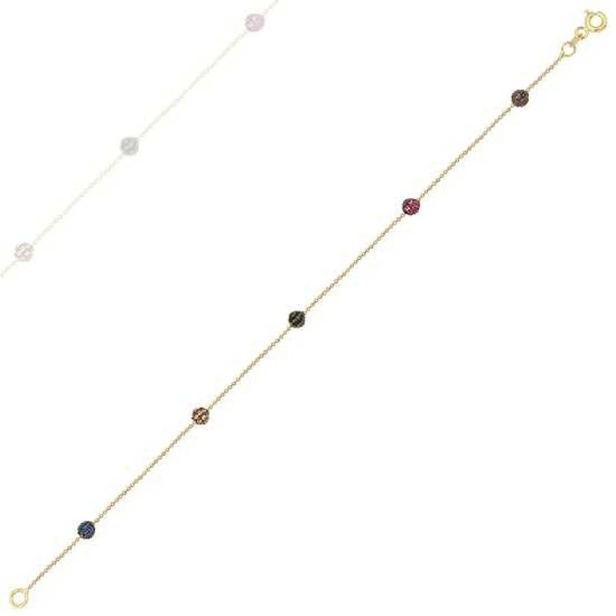 Altın Renkli Taşlı Top Bileklik - 1