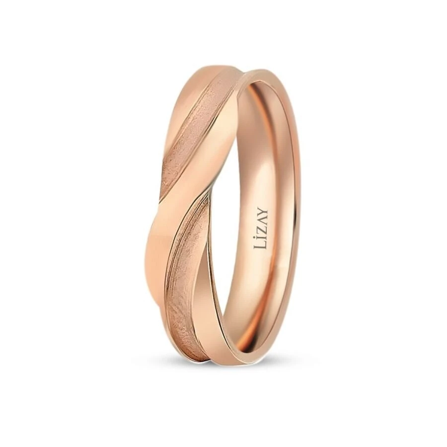 Altın Rose Bombeli Alyans - 2