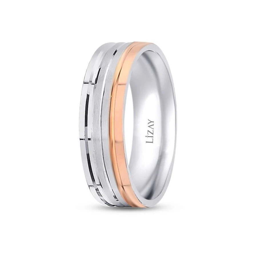 Altın Rose Beyaz Alyans - 2