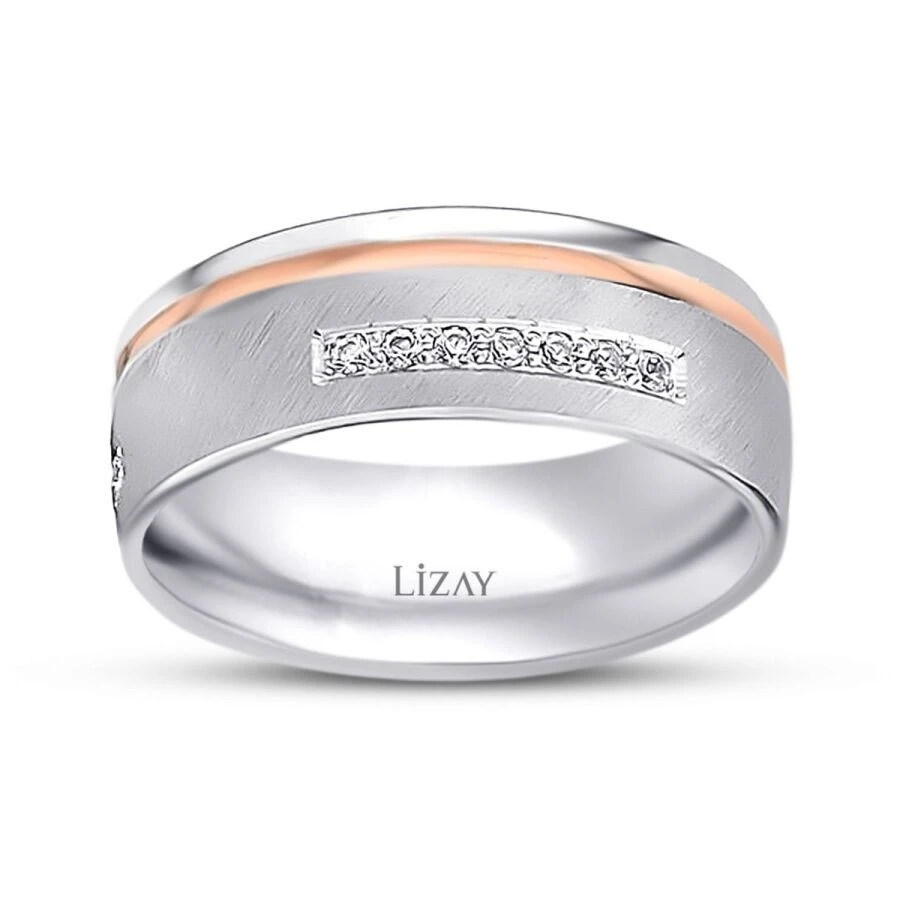 Altın Rose Beyaz Alyans - 1