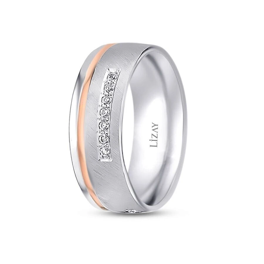 Altın Rose Beyaz Alyans - 2