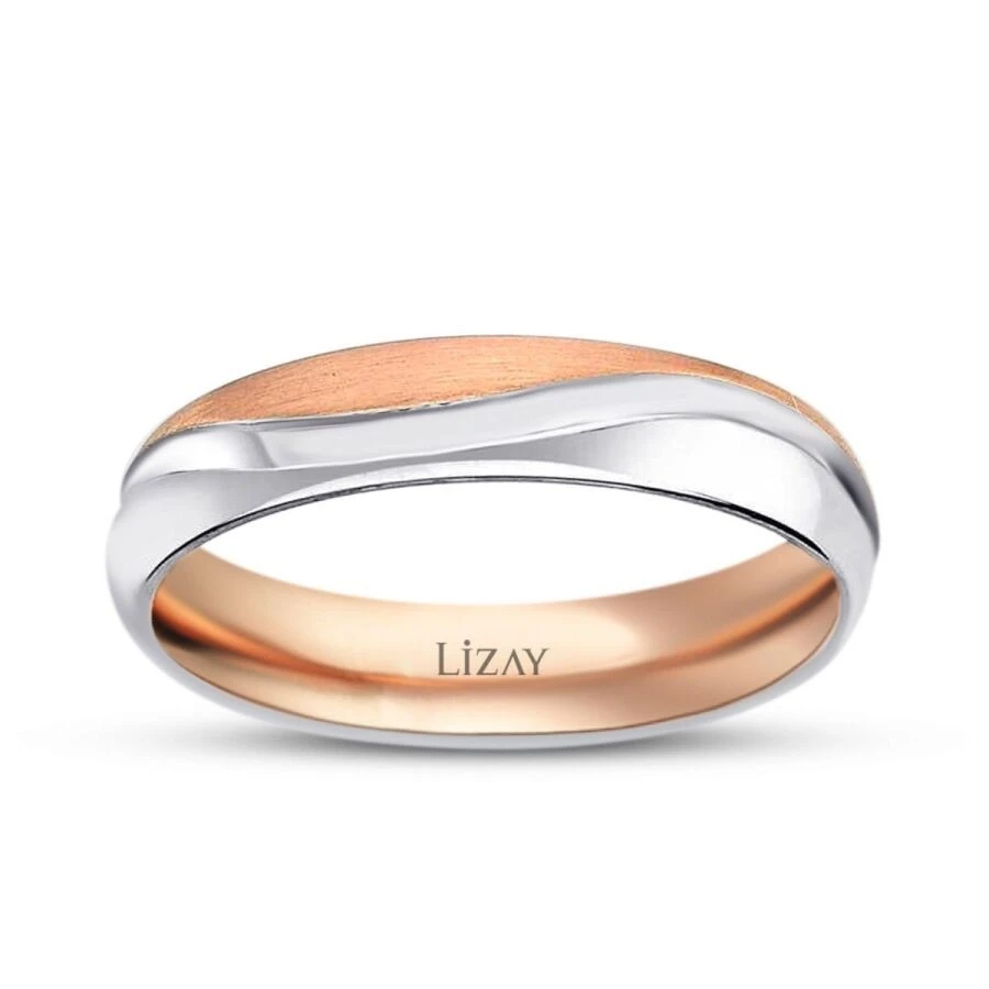 Altın Rose Beyaz Klasik Alyans - 1