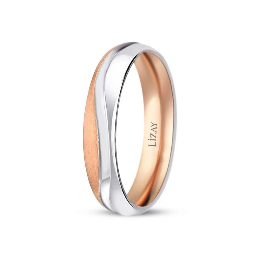 Altın Rose Beyaz Klasik Alyans - 2