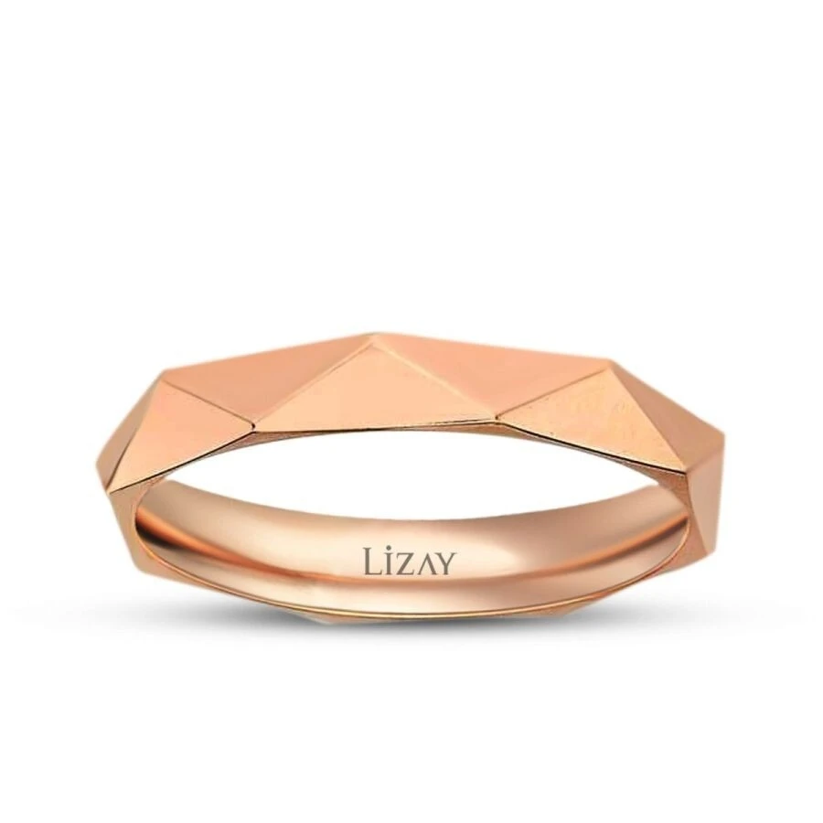 Altın Rose Üçgen Şekilli Alyans - 1