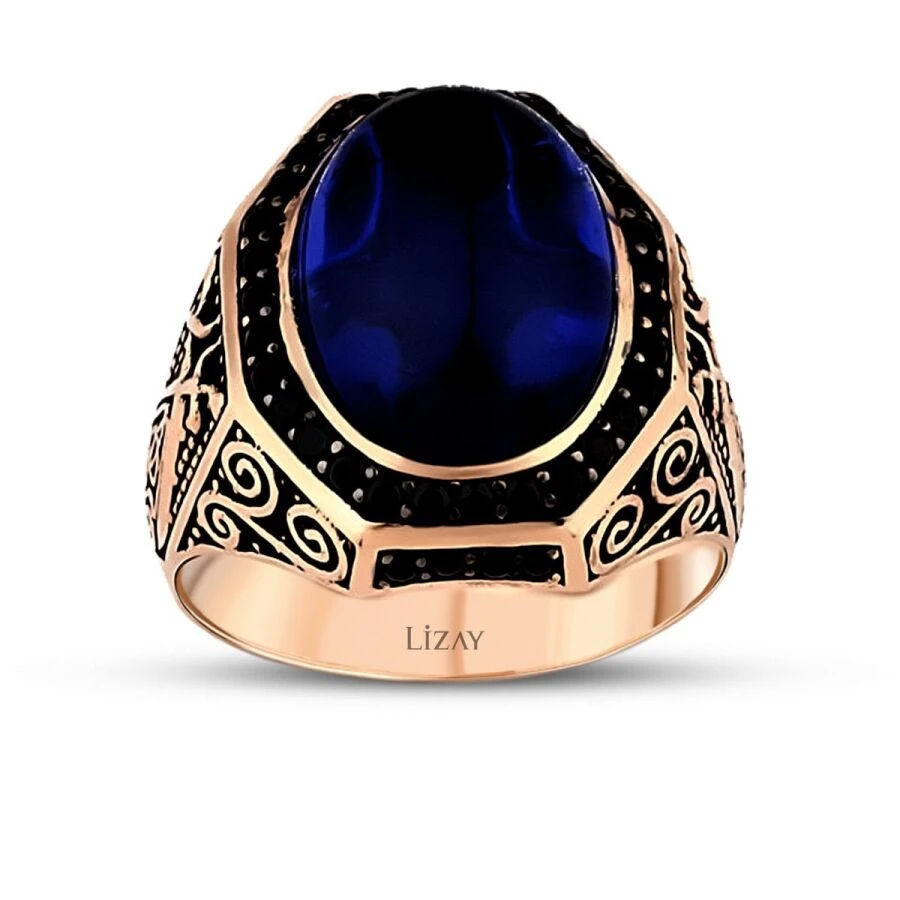Altın Safir Erkek Yüzük - 1