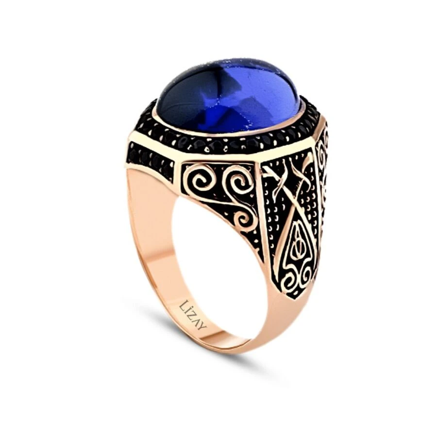 Altın Safir Erkek Yüzük - 2