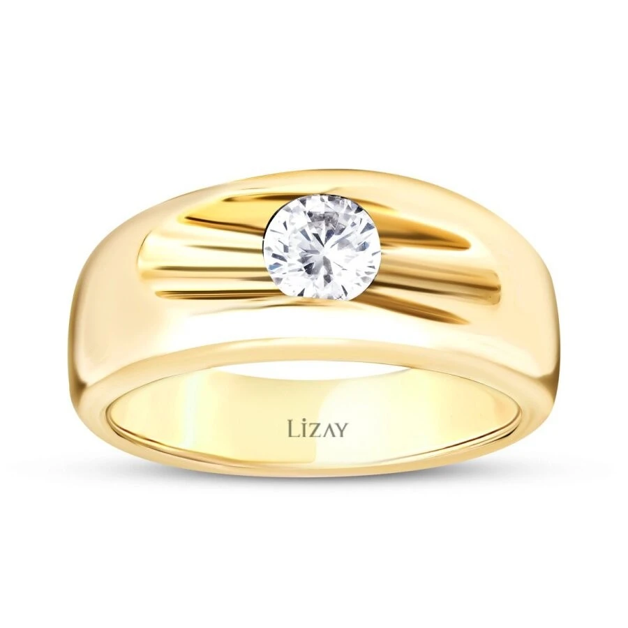 Altın Şekilli Taşlı Yüzük - 1