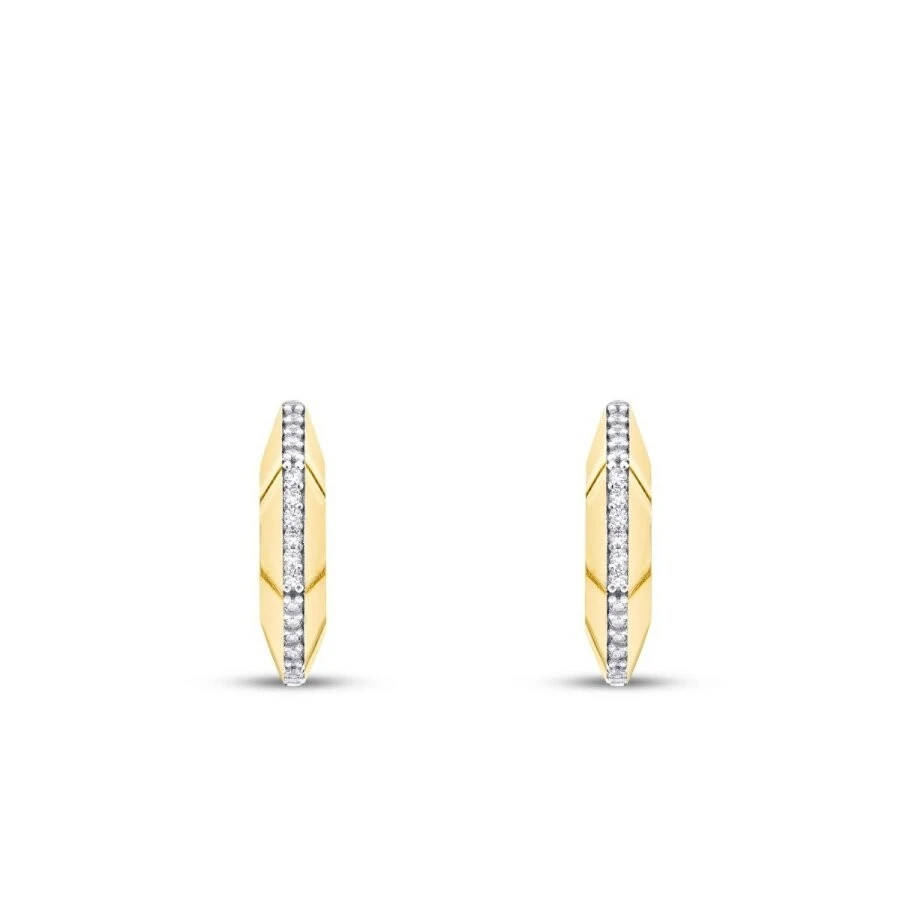 Altın Sıra Taşlı Halka Küpe - 2