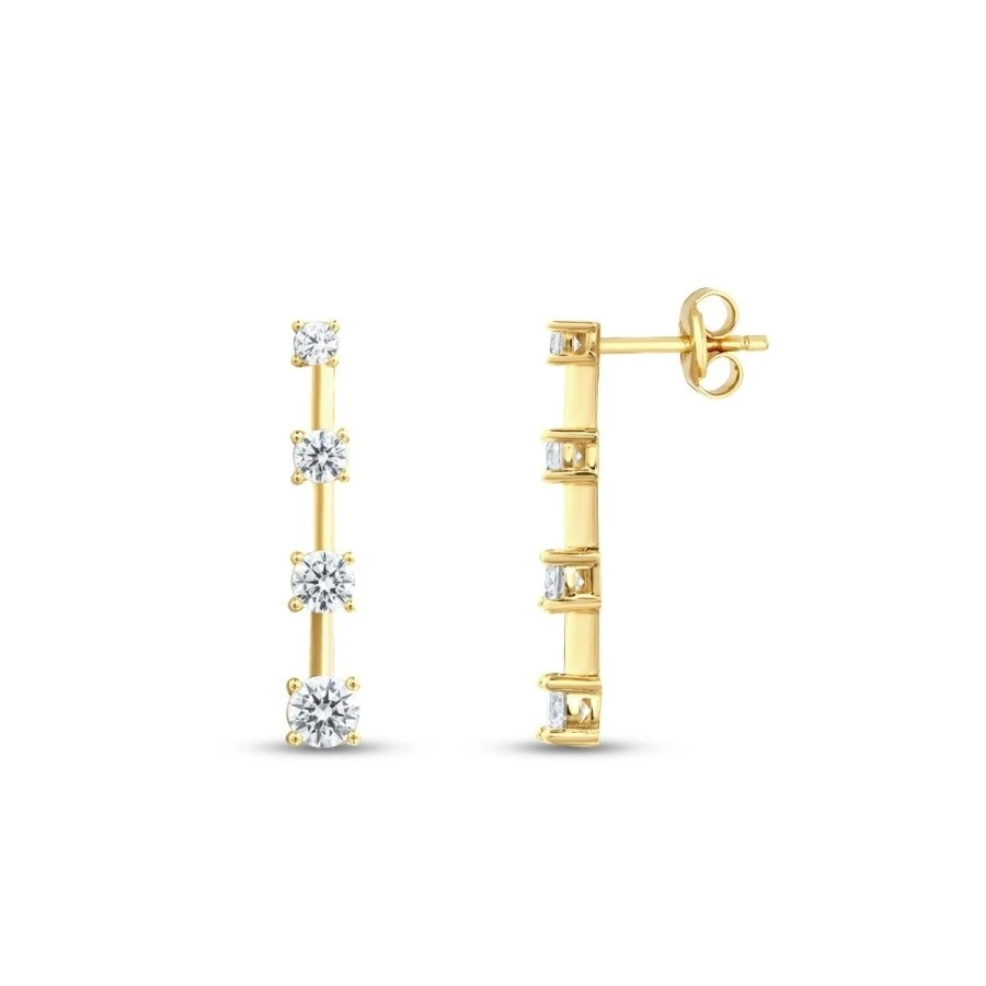 Altın Sıra Taşlı Küpe - 1