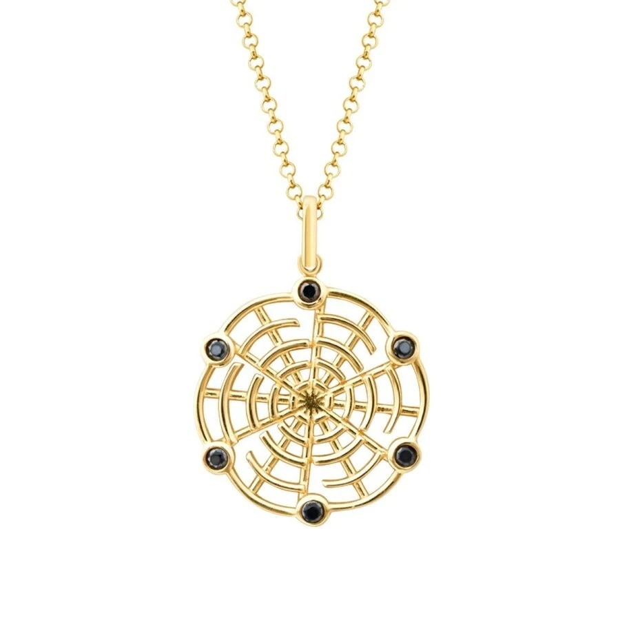 Altın Siyah Taşlı Ağ Erkek Kolye - 2