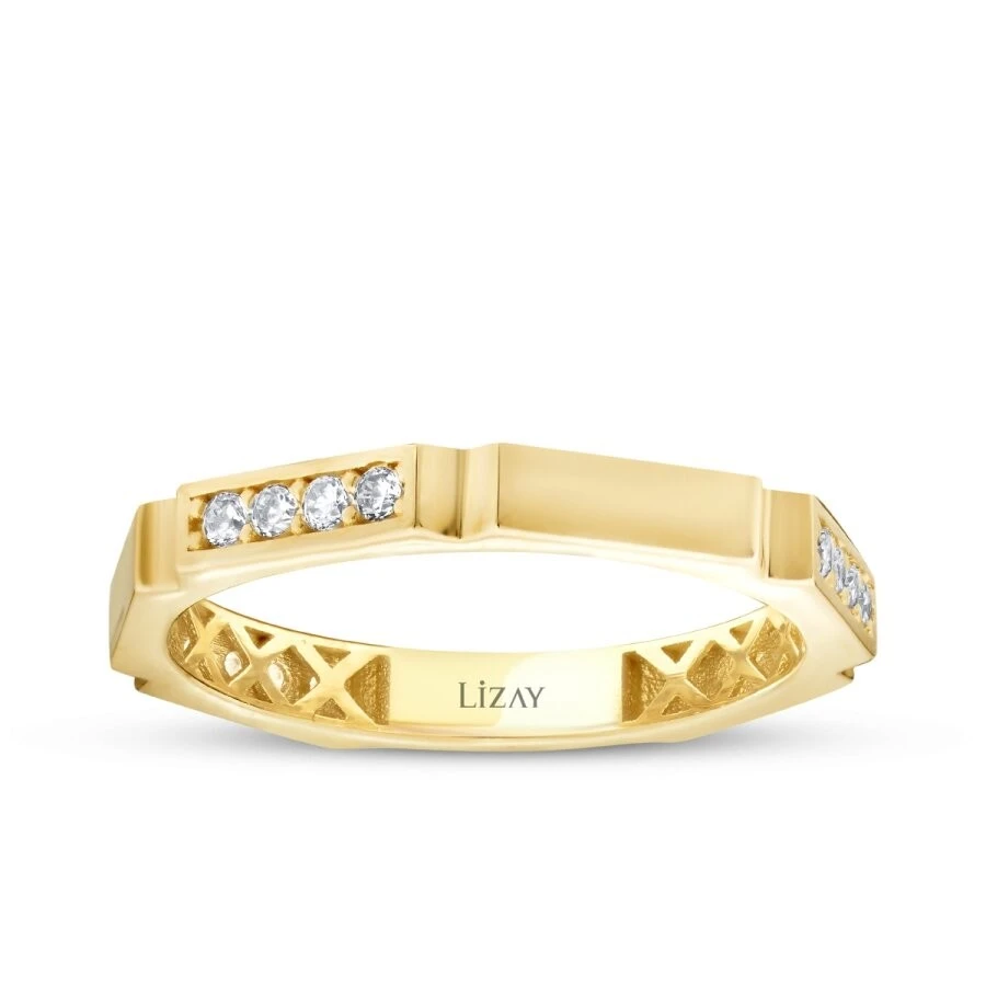 Altın Taş Detaylı Trend Yüzük - 1