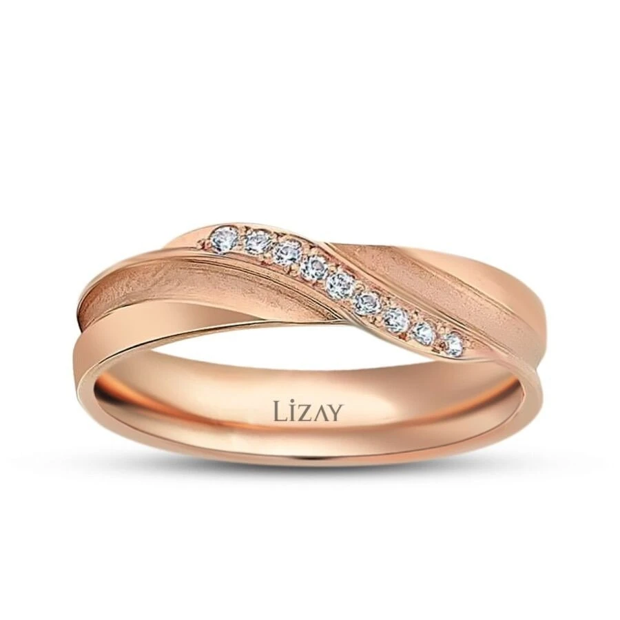 Altın Taş Geçişli Rose Alyans - 1