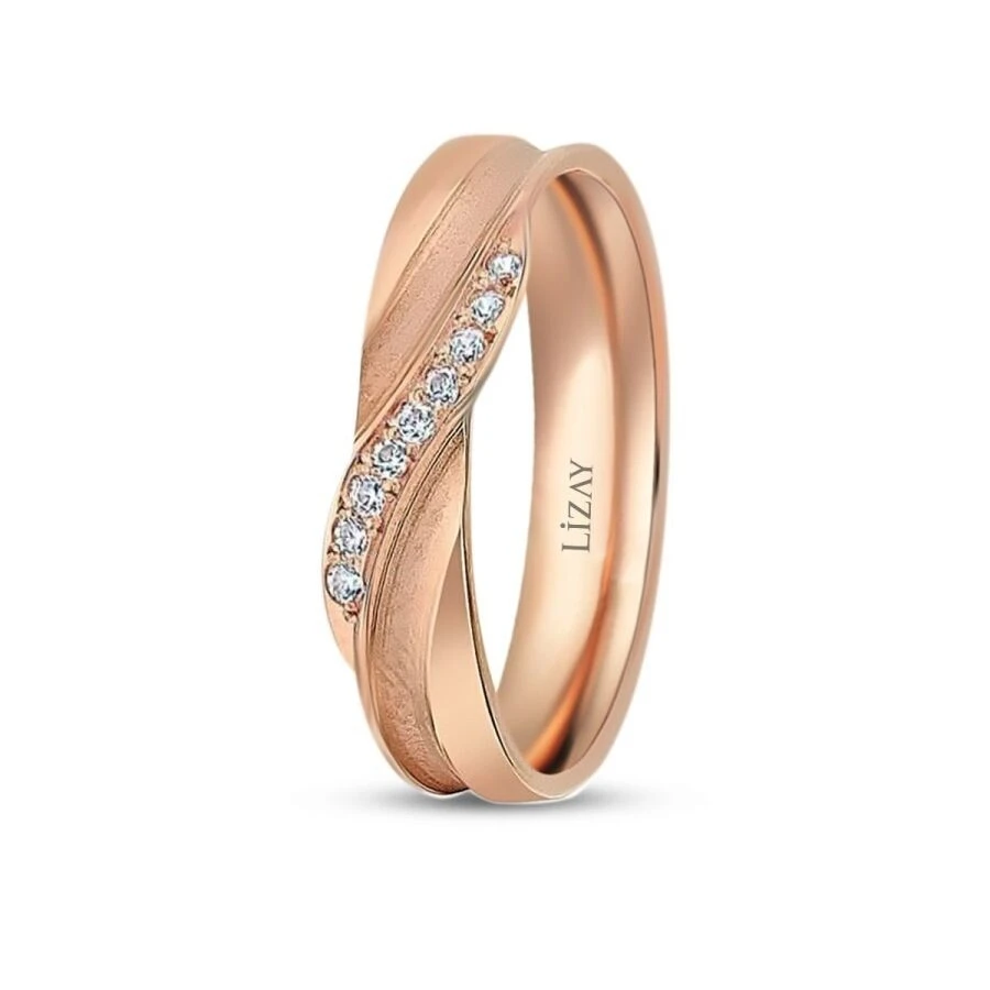 Altın Taş Geçişli Rose Alyans - 2