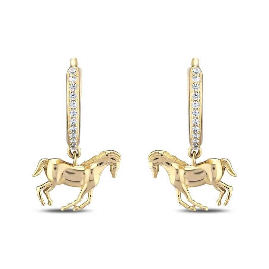 Altın Taşlı At Küpe - 3