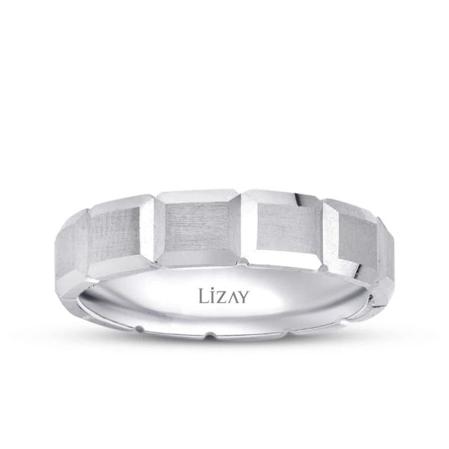 Altın Taşlı Beyaz Alyans - 1