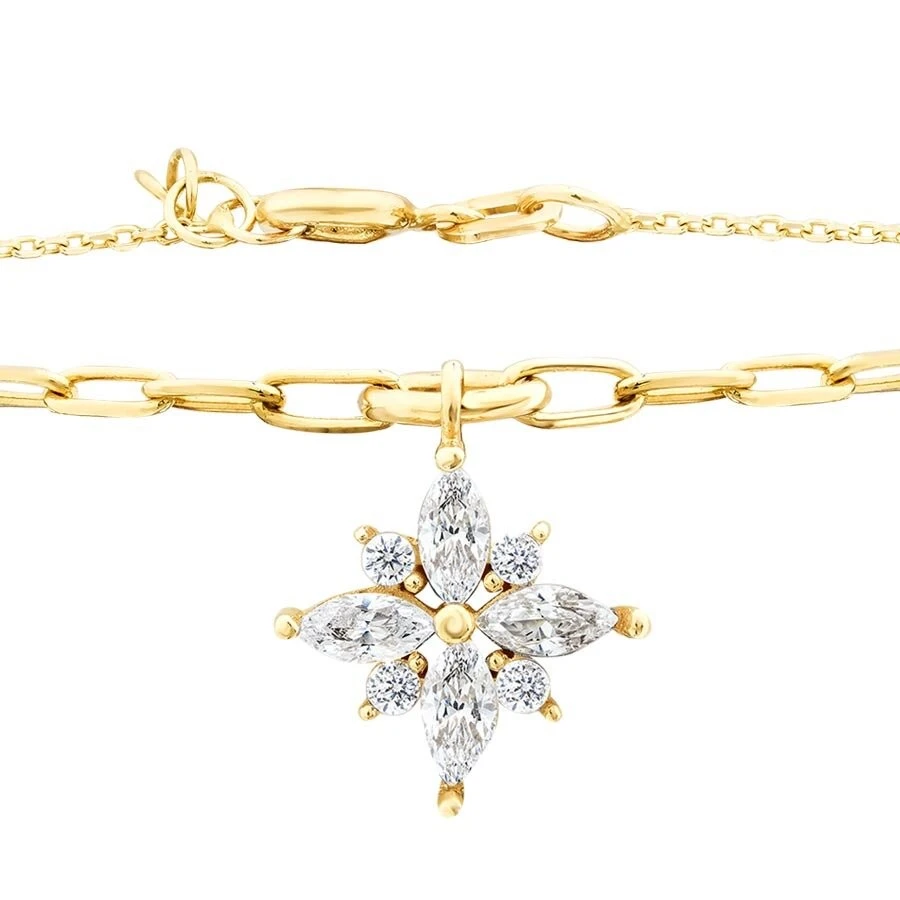 Altın Taşlı Çiçek Bileklik - 3