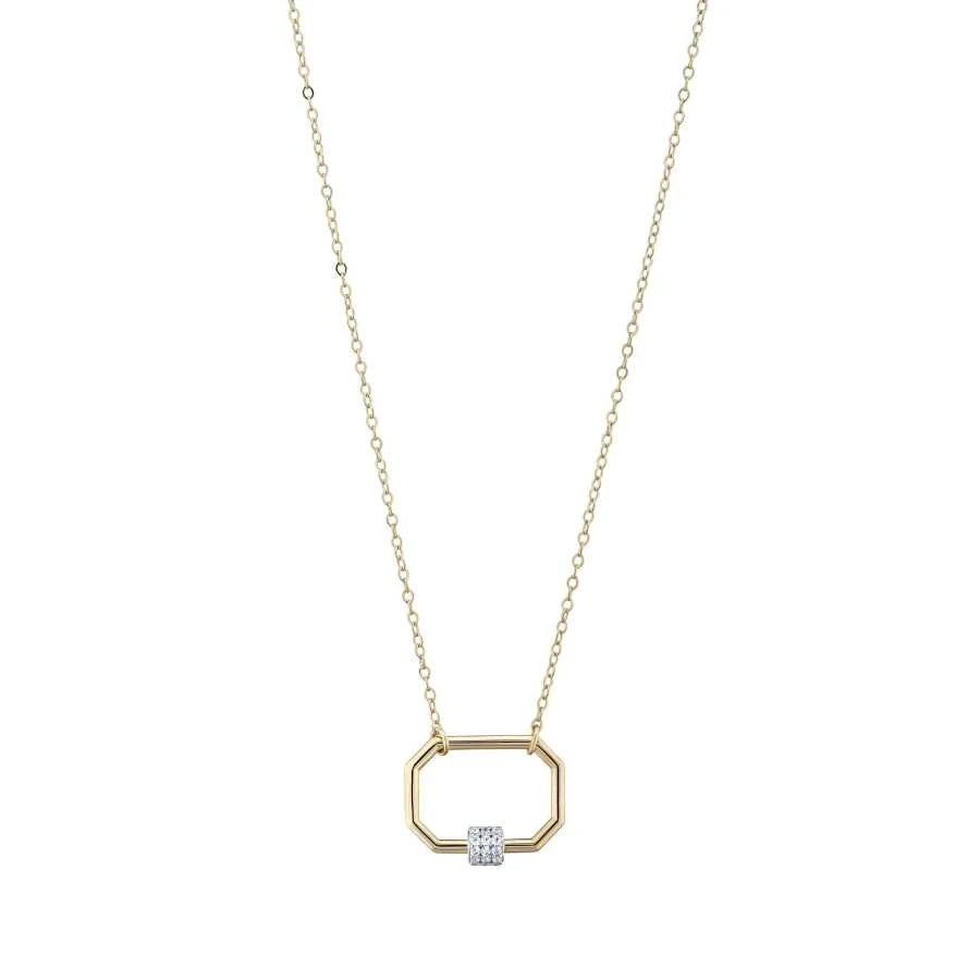 Altın Taşlı Dikdörtgen Kolye - 2