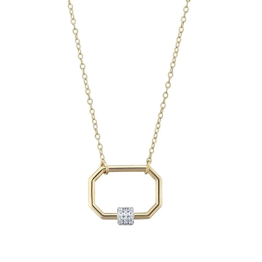 Altın Taşlı Dikdörtgen Kolye - 1