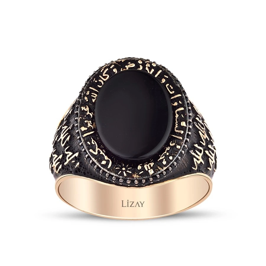 Altın Taşlı Erkek Yüzük - 1