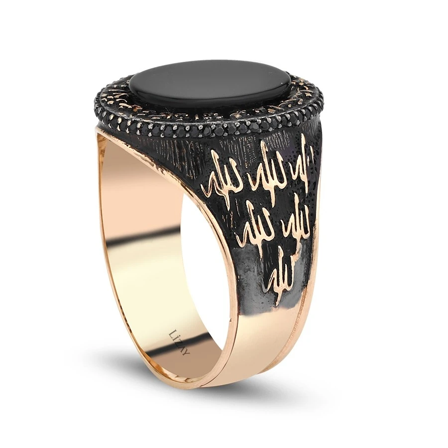 Altın Taşlı Erkek Yüzük - 2