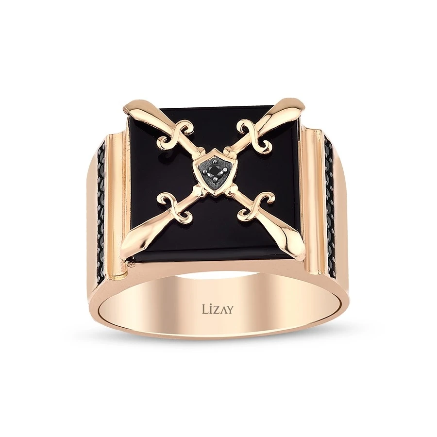 Altın Taşlı Erkek Yüzük - 1