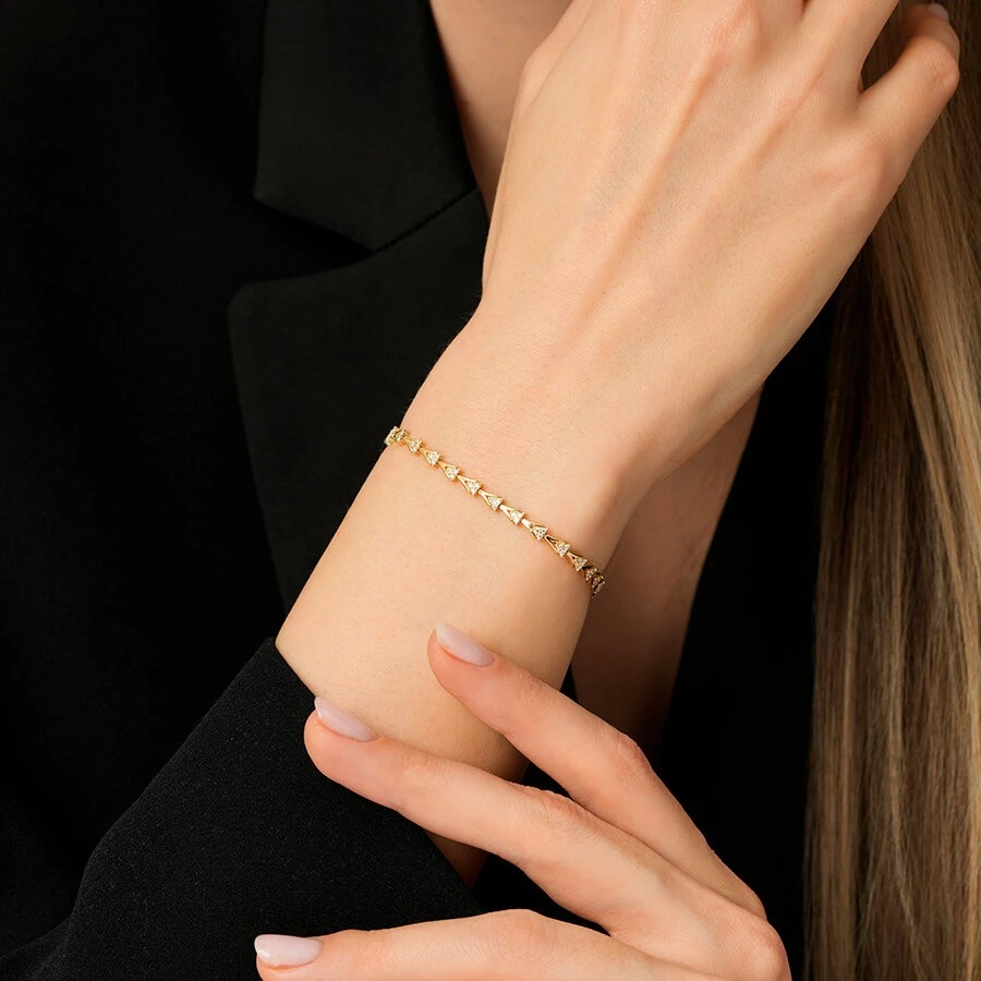 Altın Taşlı Geometrik V Bileklik - 3