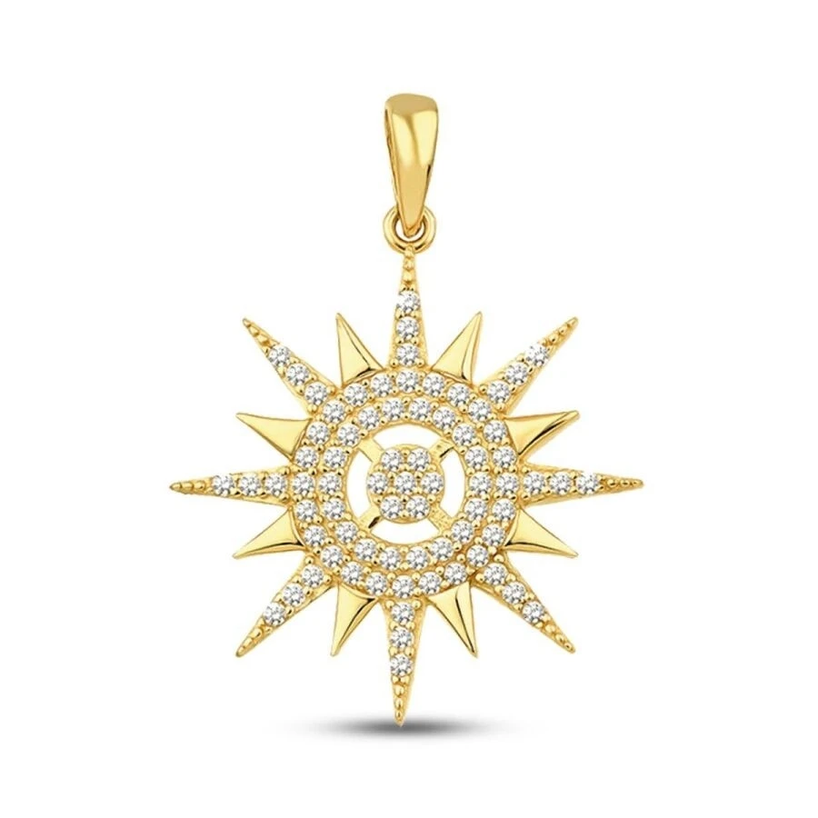 Altın Taşlı Güneş Kolye Ucu - 2