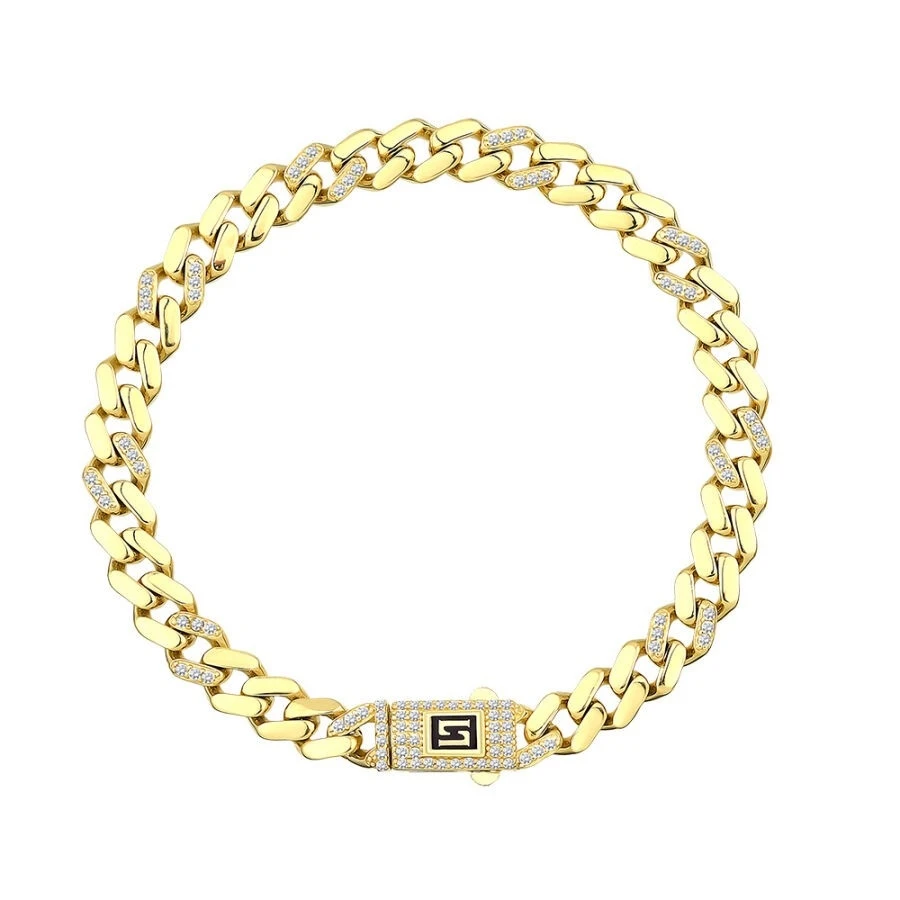 Altın Gurmet Taşlı Kilit Bileklik - 1