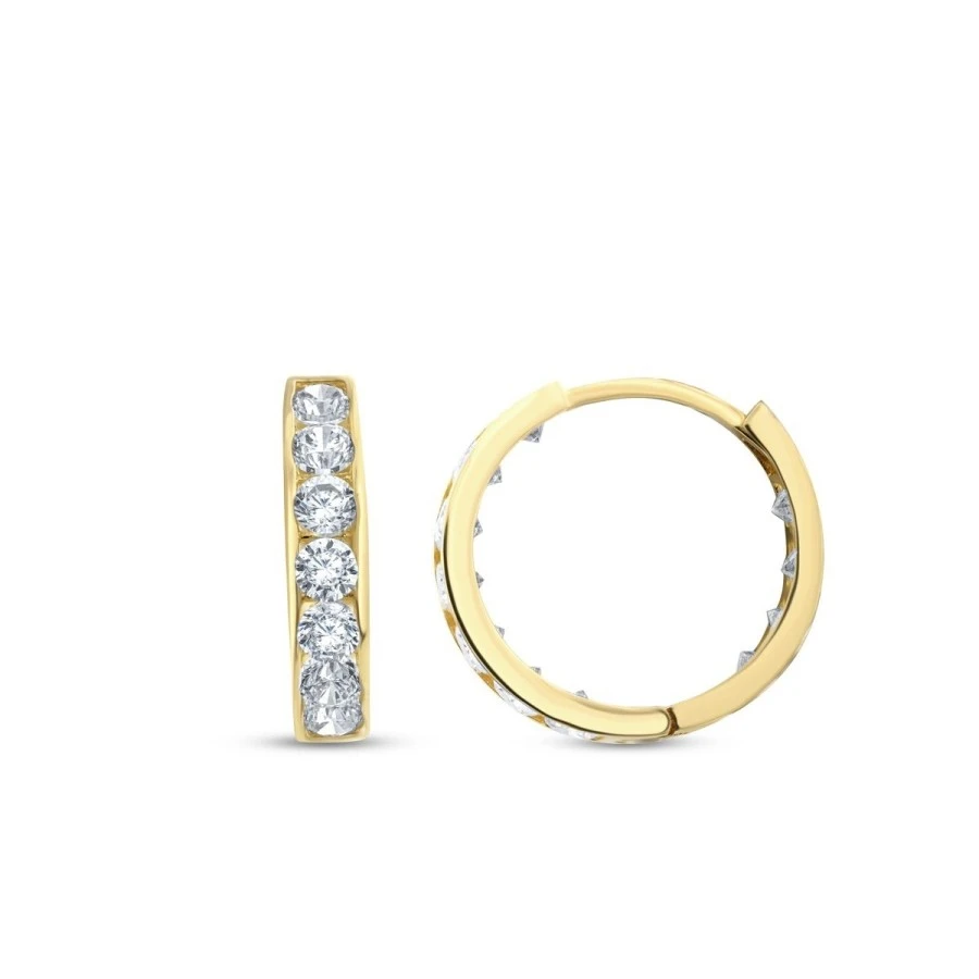 Altın Taşlı Halka Çocuk Küpe - 1