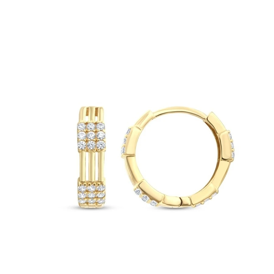 Altın Taşlı Halka Küpe - 1