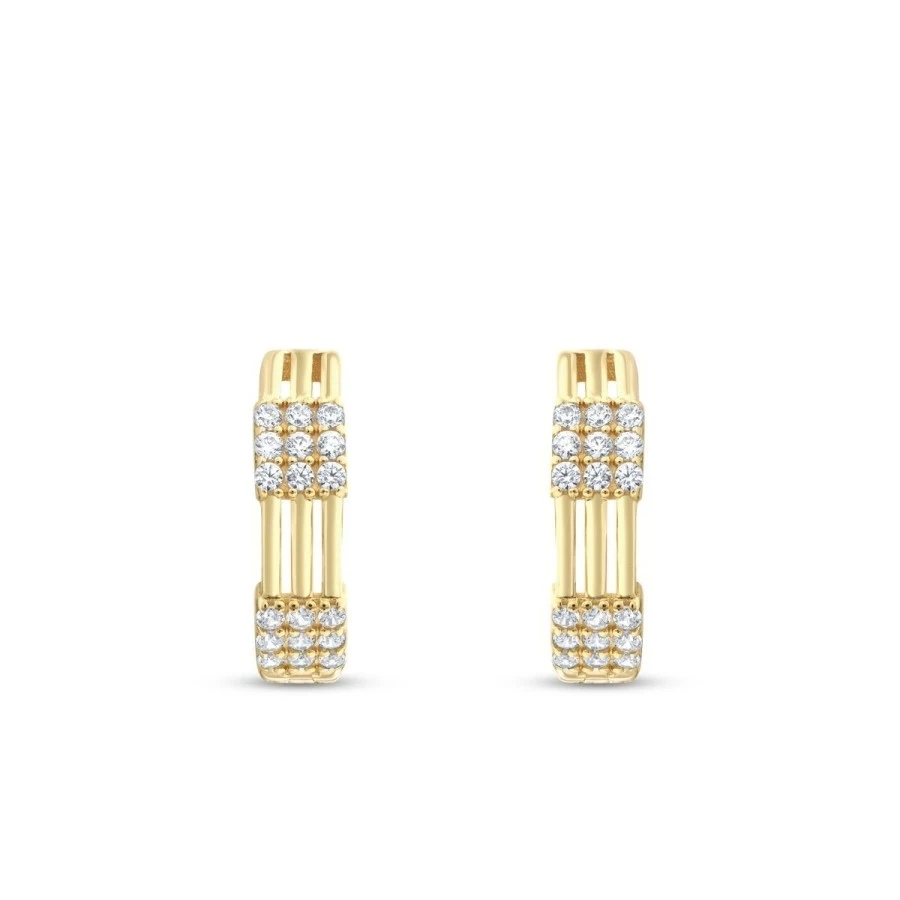 Altın Taşlı Halka Küpe - 2