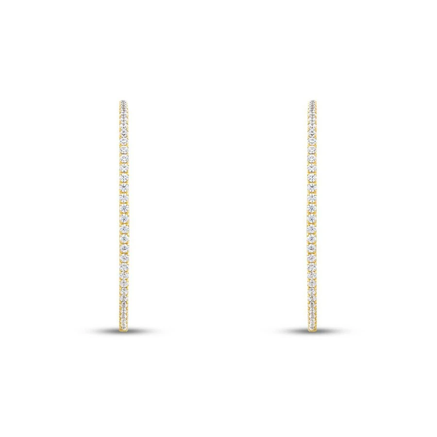 Altın Taşlı Halka Küpe - 2