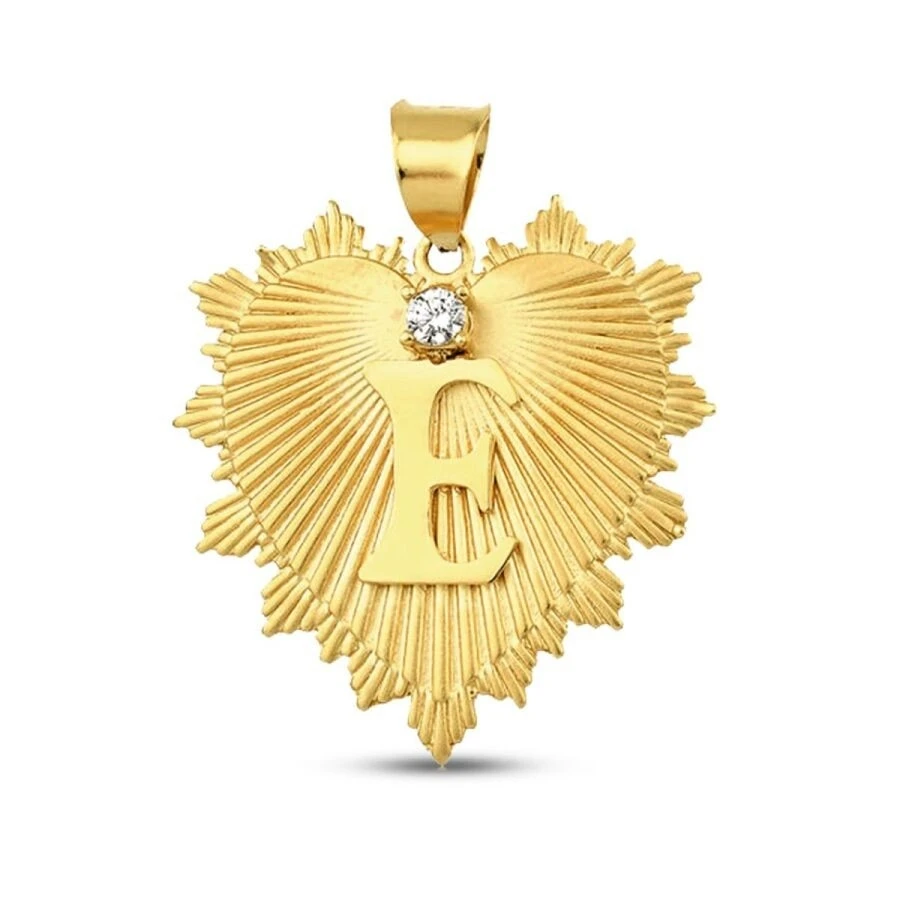 Altın Taşlı Kalp Harfli Kolye Ucu - 2