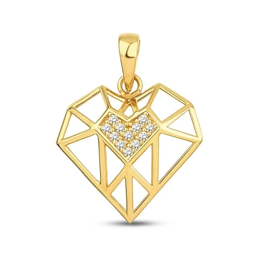 Altın Taşlı Kalp Kolye Ucu - 2