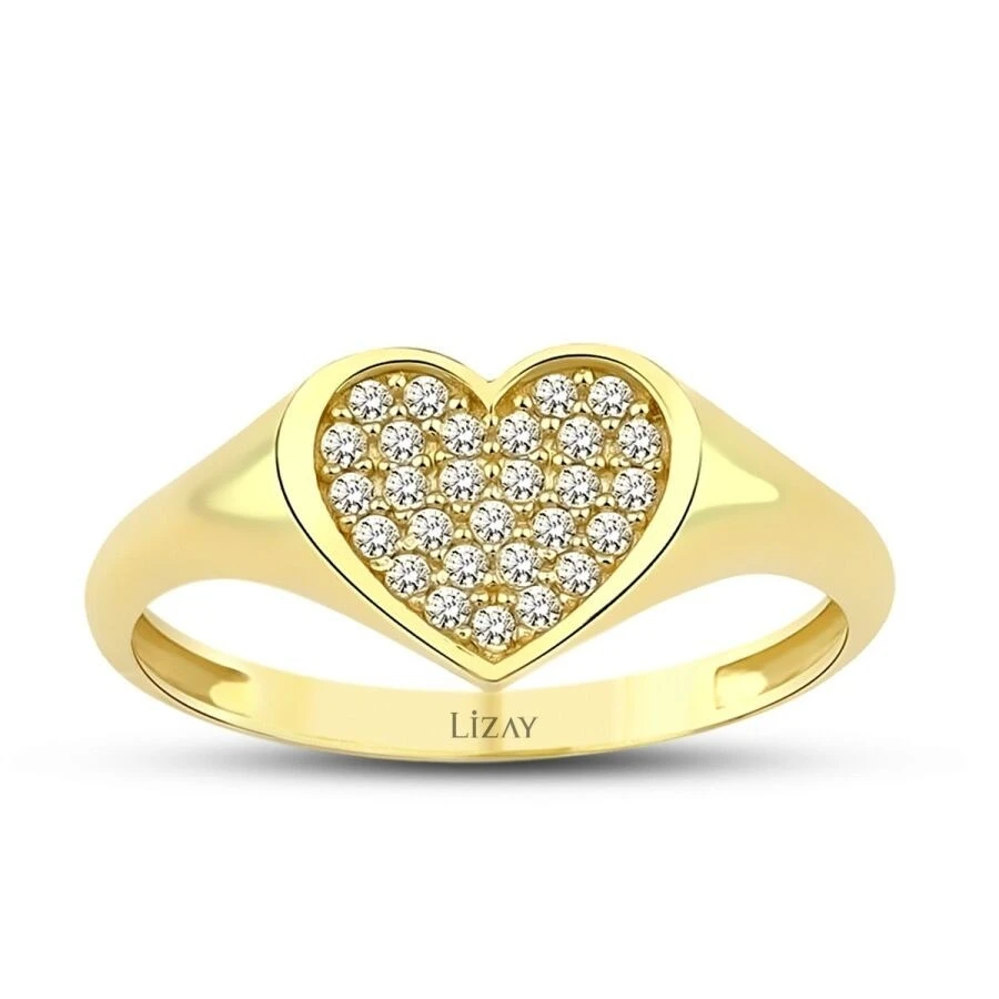 Altın Taşlı Kalp Yüzük - 1