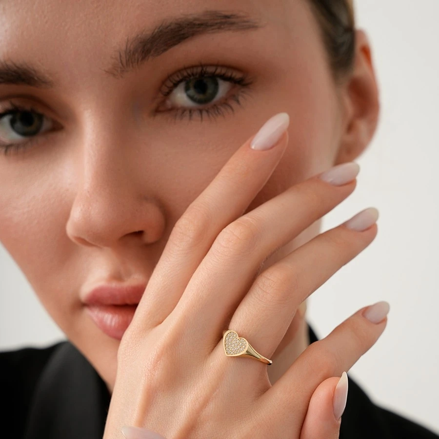 Altın Taşlı Kalp Yüzük - 3