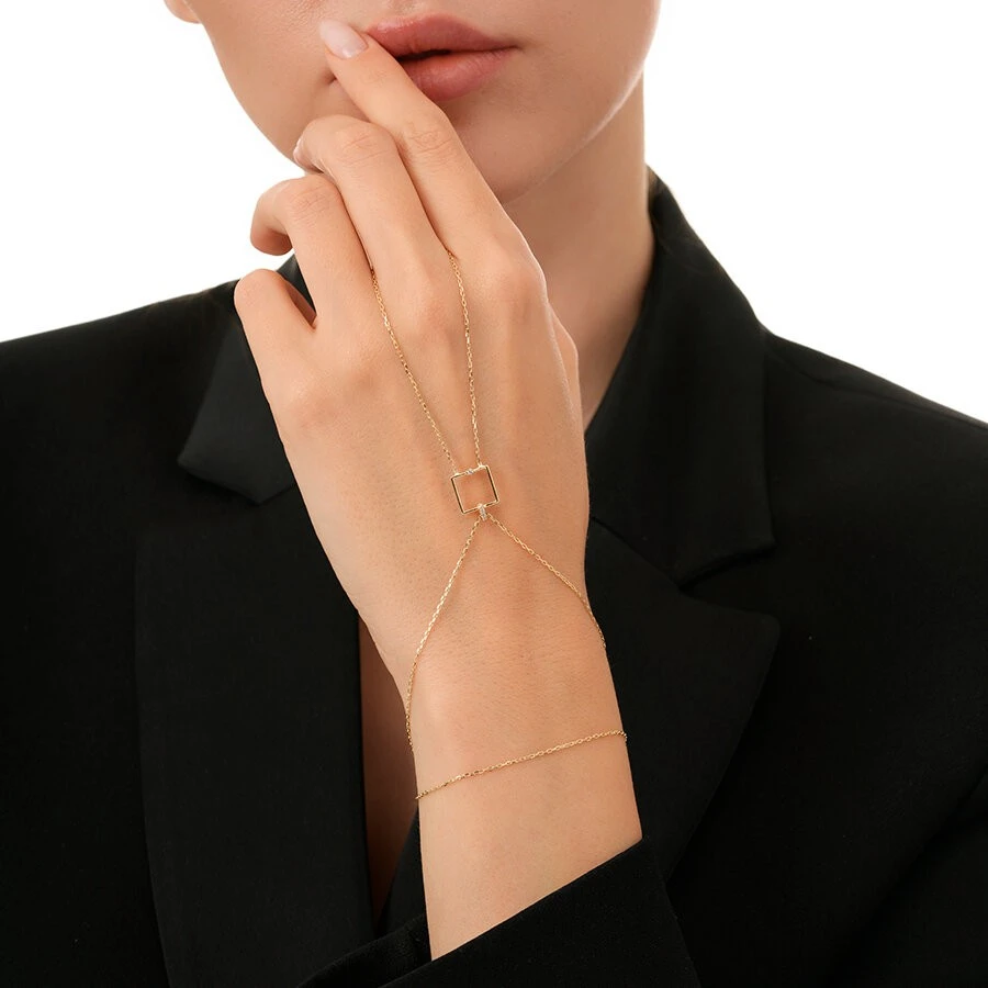 Altın Taşlı Kare Şahmeran Bileklik - 3