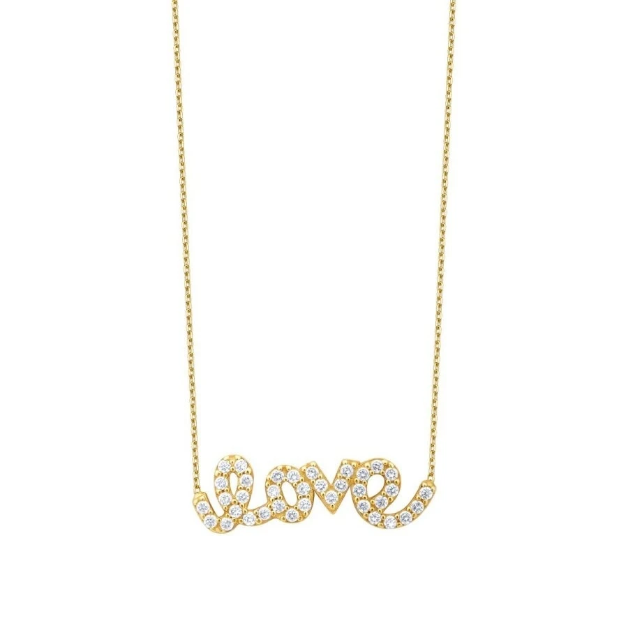 Altın Taşlı Love Kolye - 1