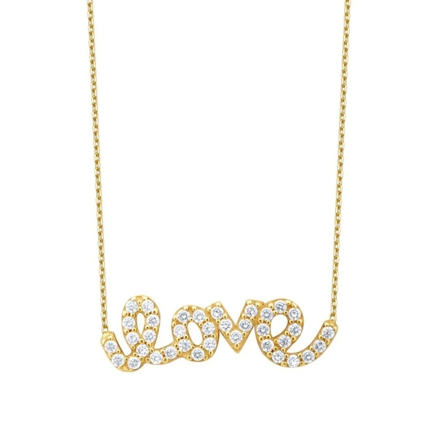 Altın Taşlı Love Kolye - 2